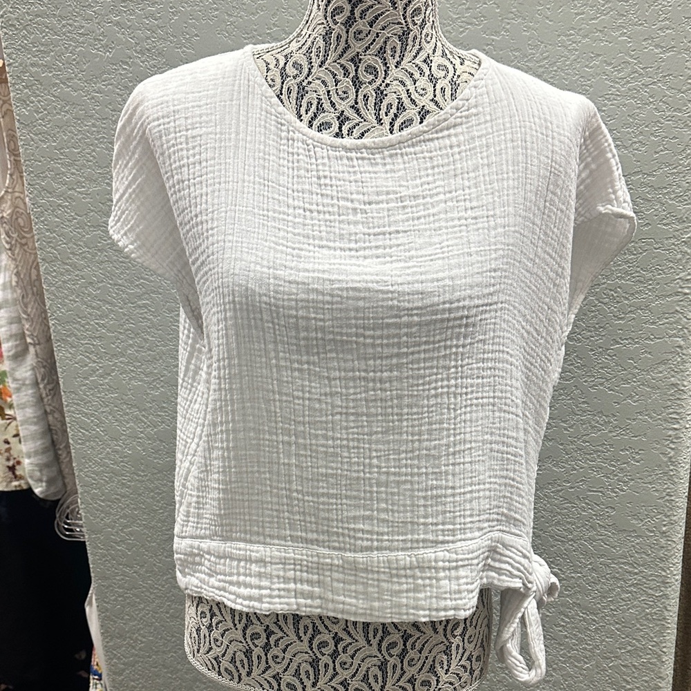 Stark X White Textured Side Tie Women's Crop Top